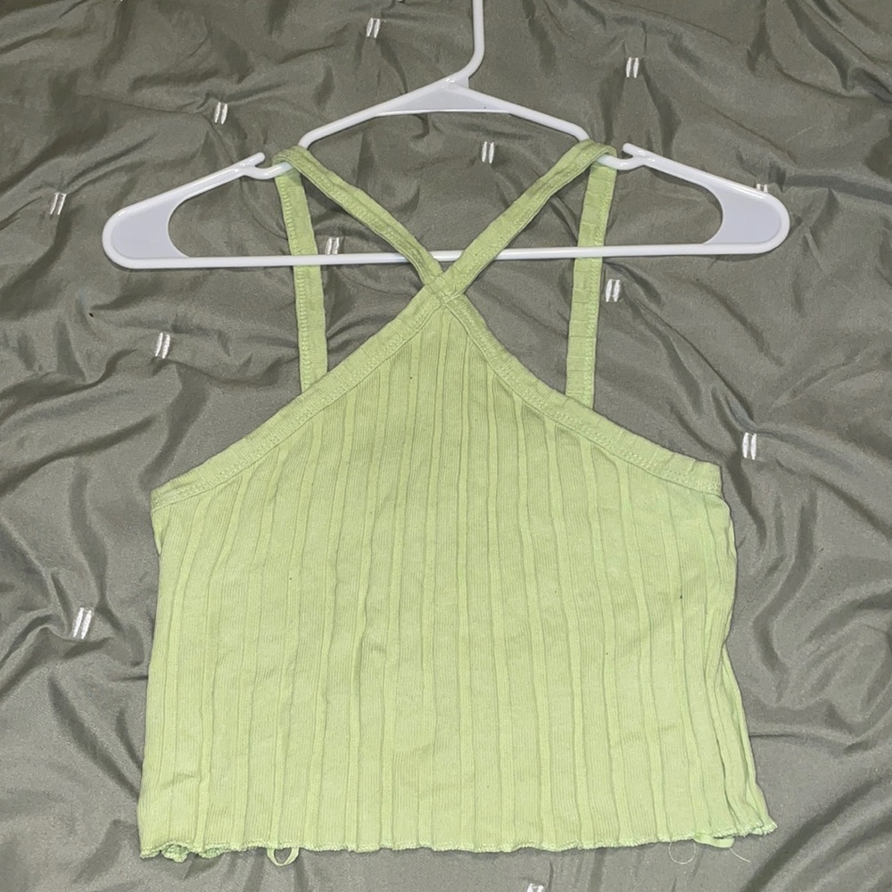 Zara green crop top size S 🌝